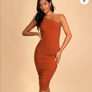 Lulus Ruched One-Shoulder Bodycon Dress
